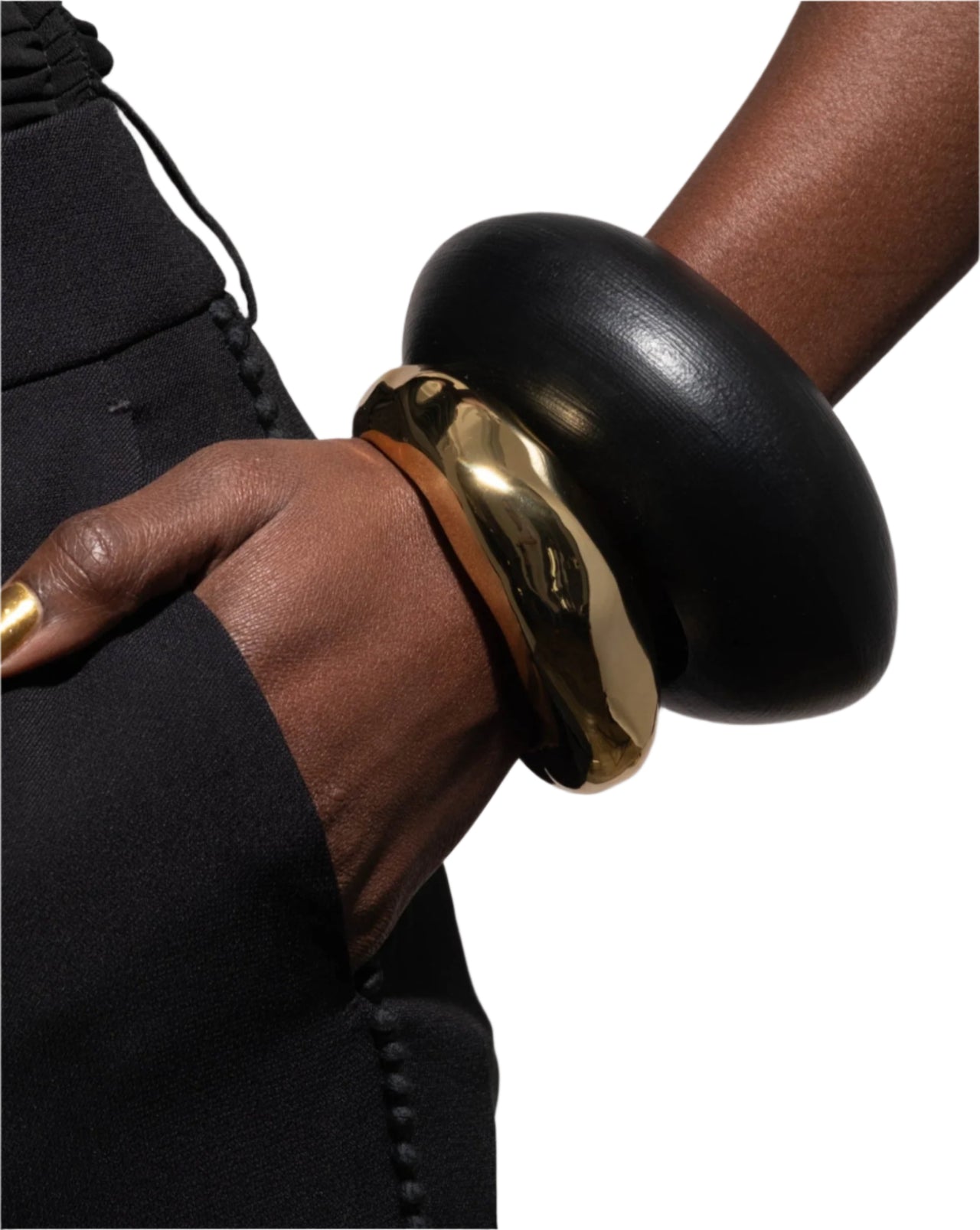 Puffy Lucite Bangle Bracelet- Black - Photo 2