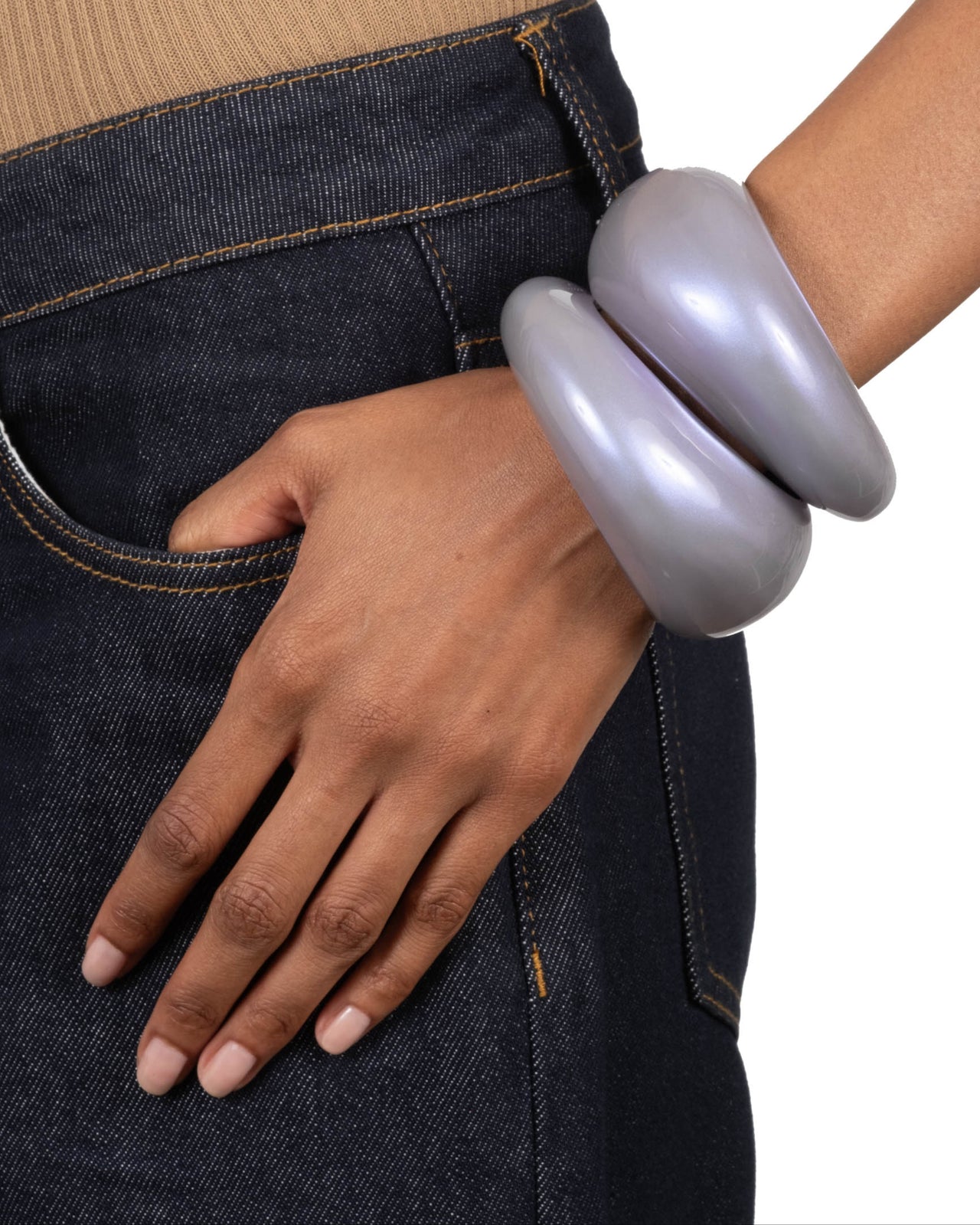 Puffy Lucite Tapered Bangle Bracelet- Aurora - Photo 2