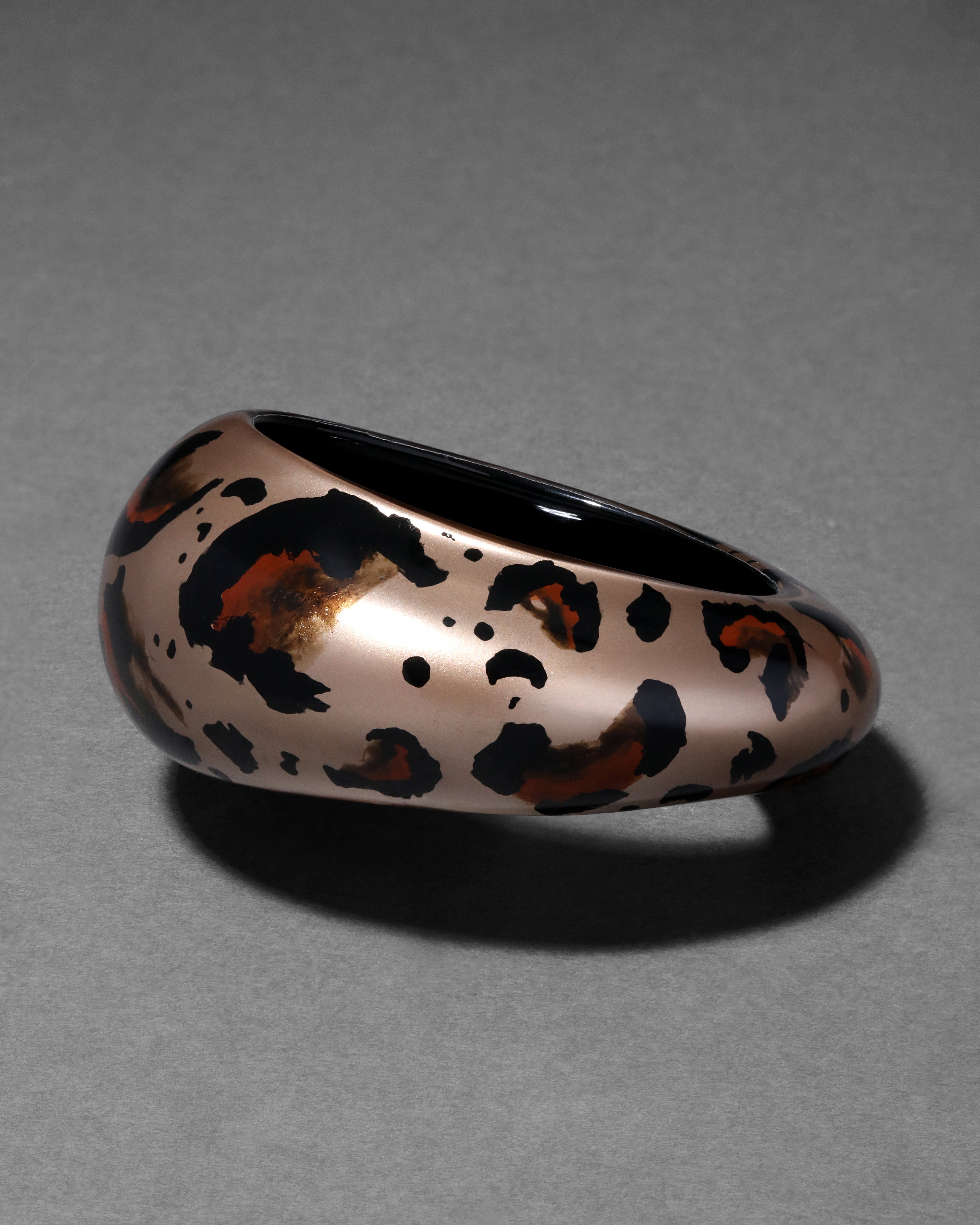 Puffy Lucite Tapered Bangle Bracelet Leopard