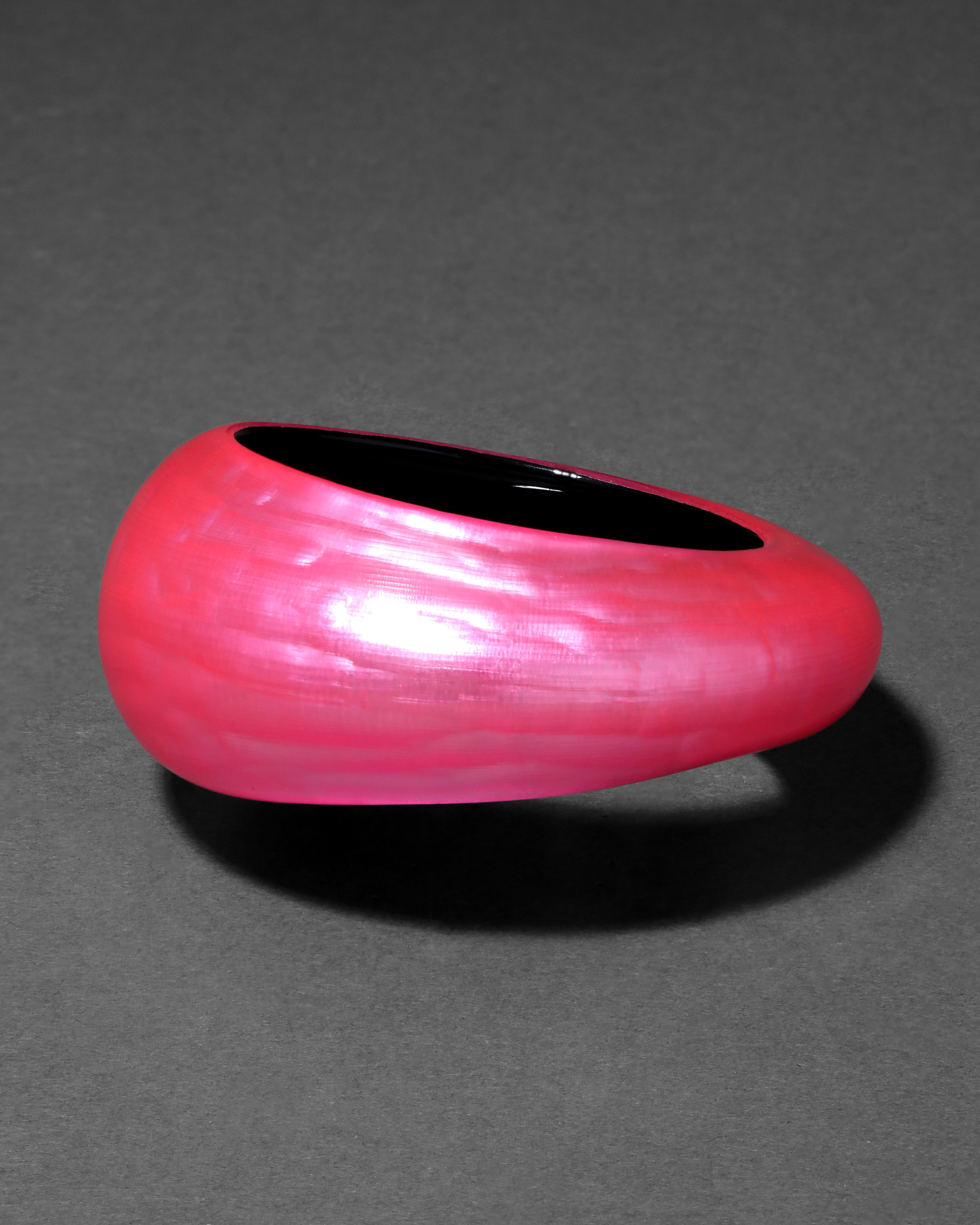 Puffy Lucite Tapered Bangle Bracelet Neon Pink