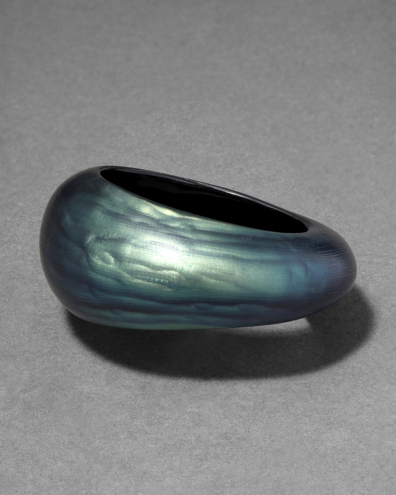 Puffy Lucite Tapered Bangle Bracelet- Black Beetle - Photo 2