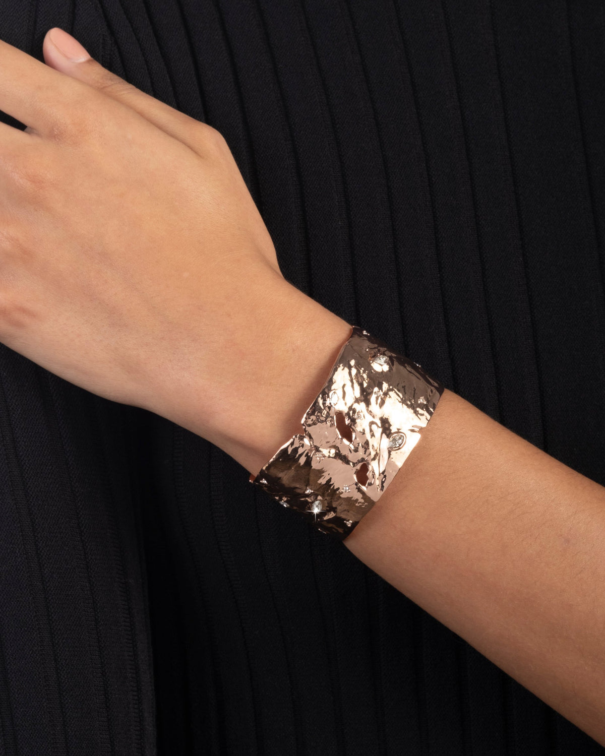 Rocky Crystal Rose Gold Cuff Bracelet - Photo 2