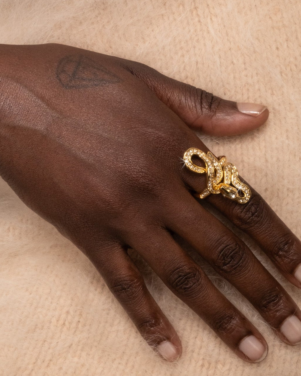 Serpent Gold Crystal Coiled Ring - Photo 2