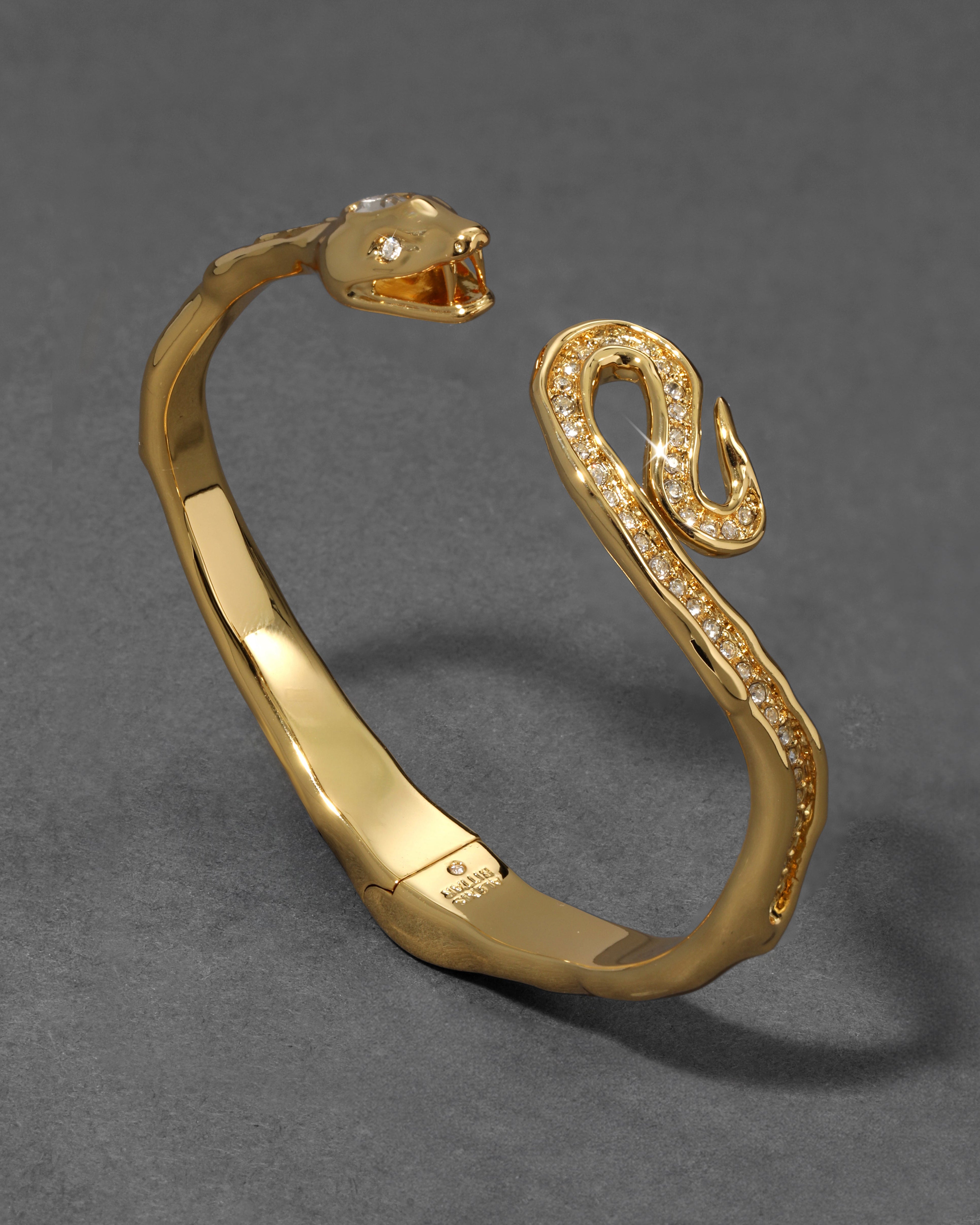 Serpent Crystal Bypass Hinge Bracelet