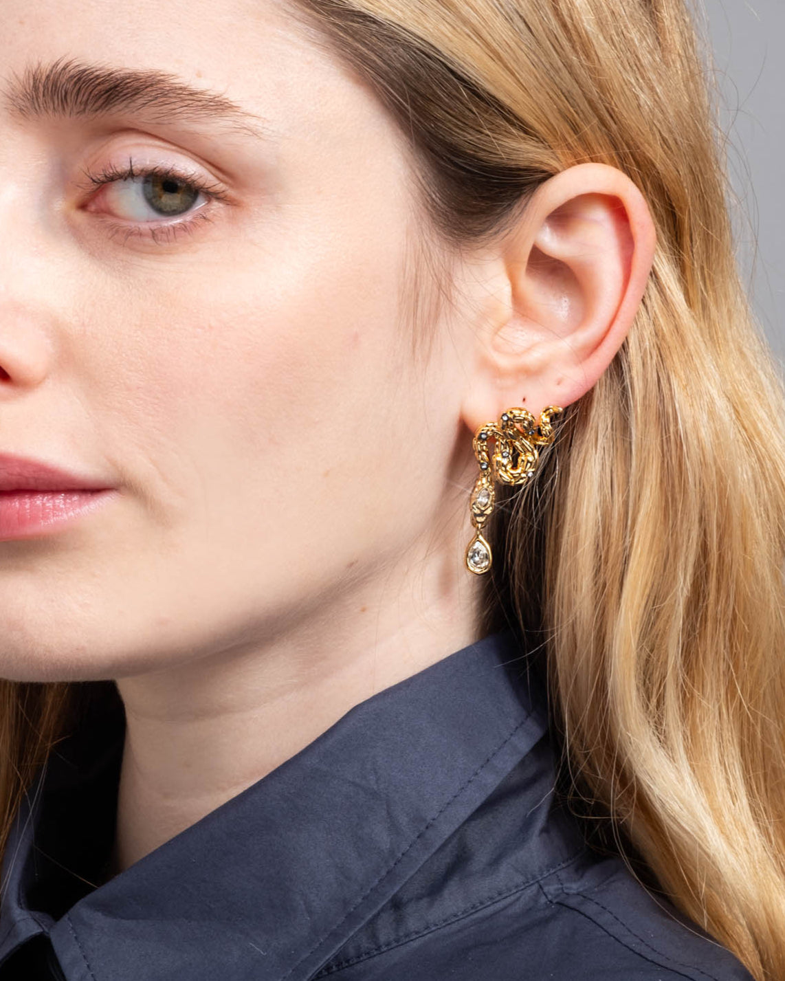 Serpent Crystal Drop Earring - Photo 2