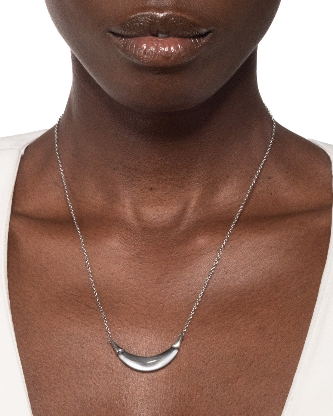 Silver Capped Lucite Crescent Necklace- Mercury - Photo 2