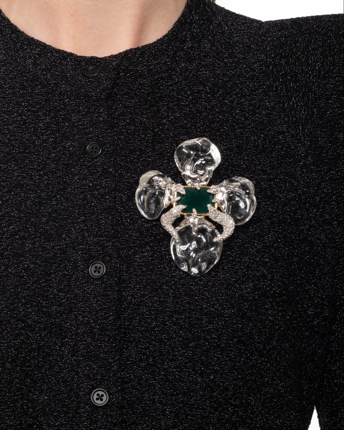 Silverlake Lucite Pyrite Doublet Flower Pin - Photo 2