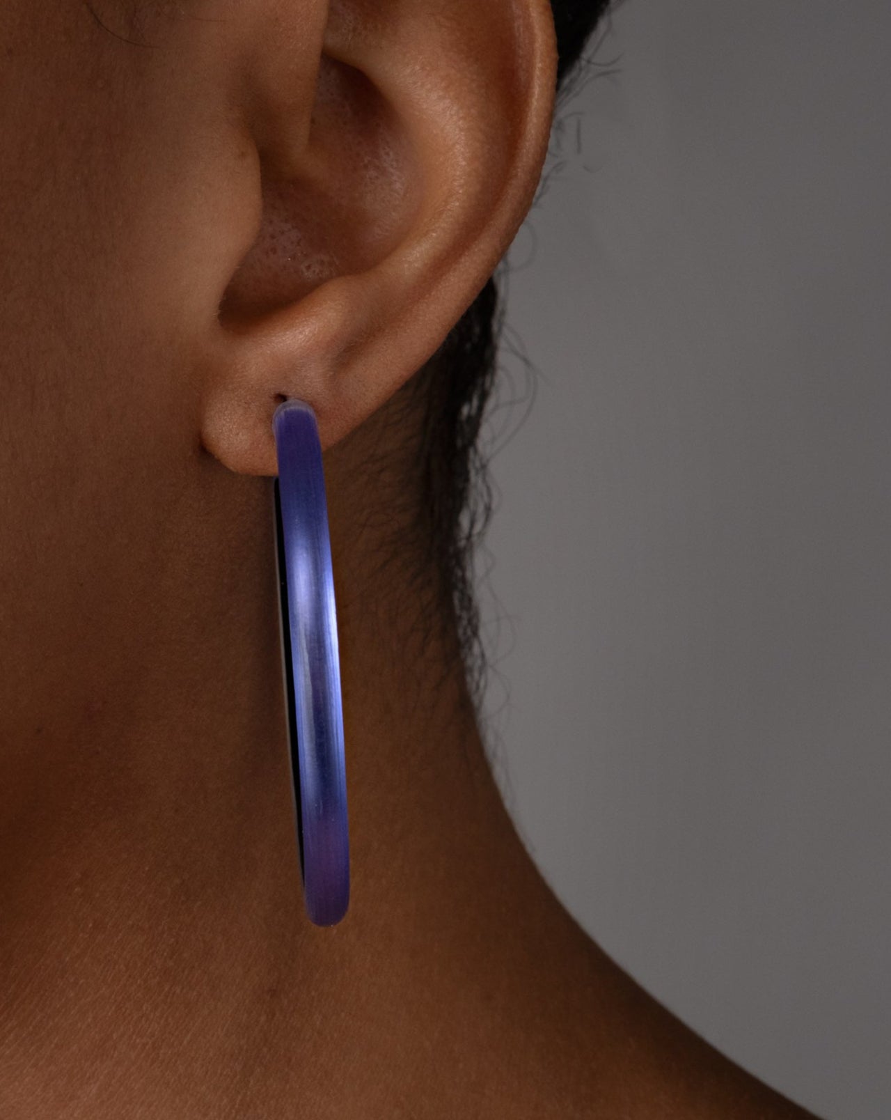 Skinny Lucite Hoop Earring- Electric Violet - Photo 2