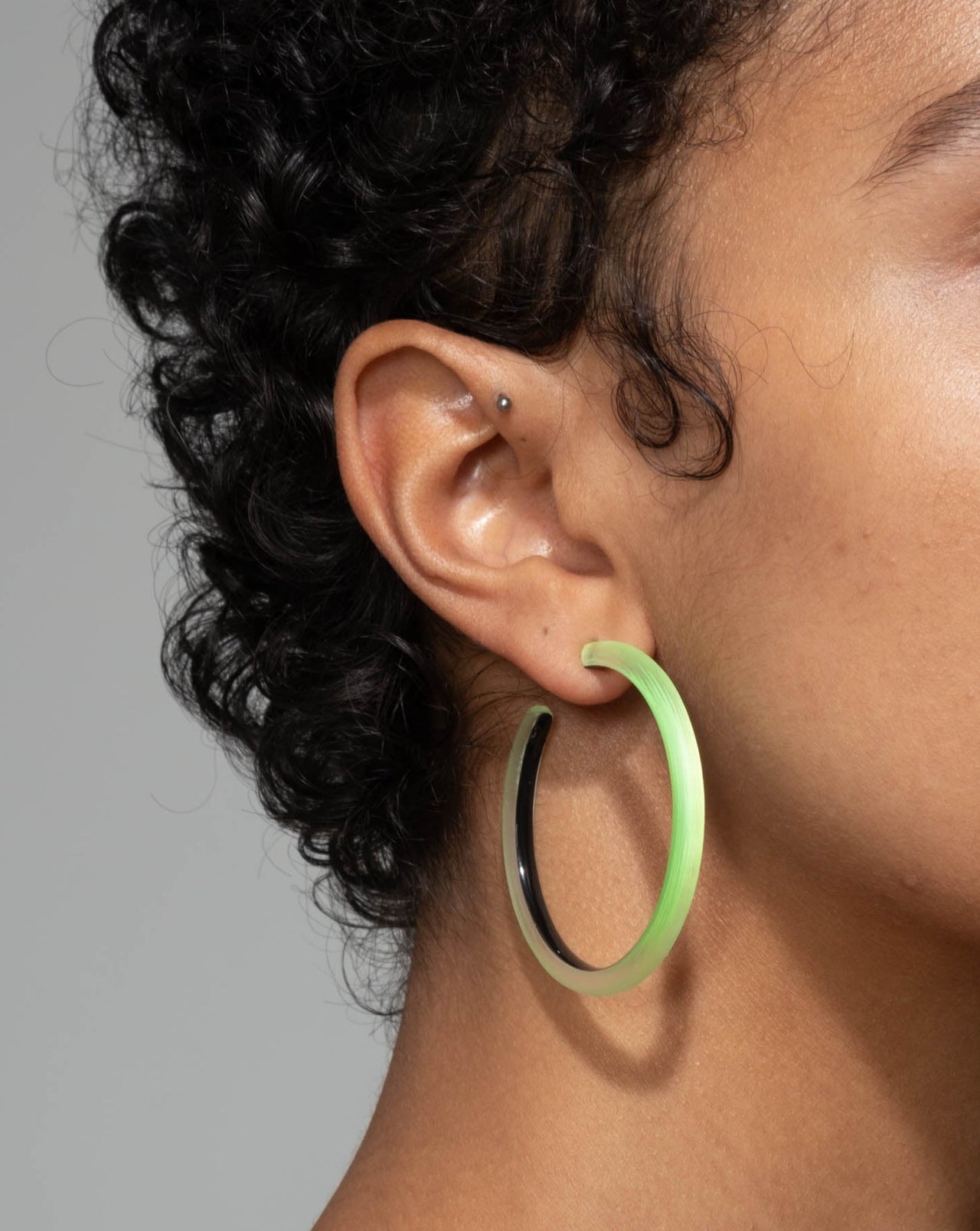 Skinny Lucite Hoop Earring- Neon Green - Photo 2