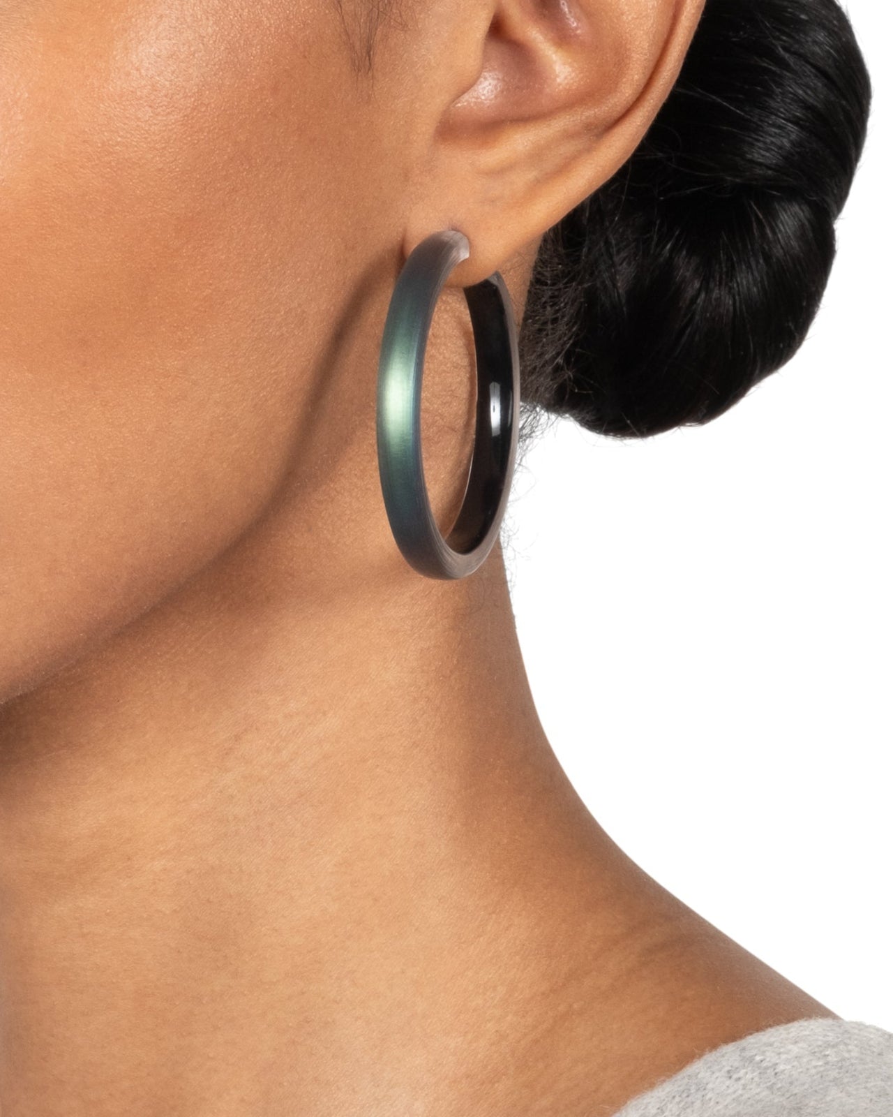 Skinny Lucite Hoop Earring- Black Beetle - Photo 2