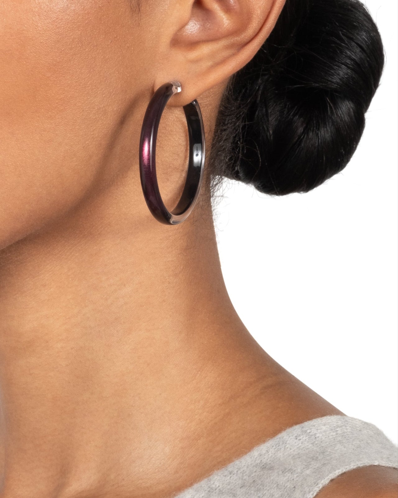 Skinny Lucite Hoop Earring- Black Cherry - Photo 2