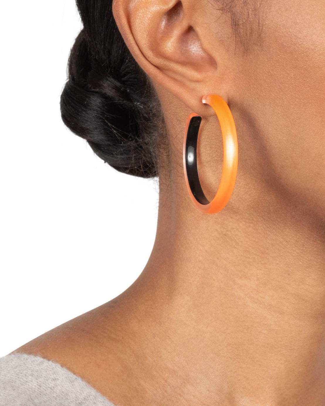 Skinny Lucite Hoop Earring- Neon Orange - Photo 2