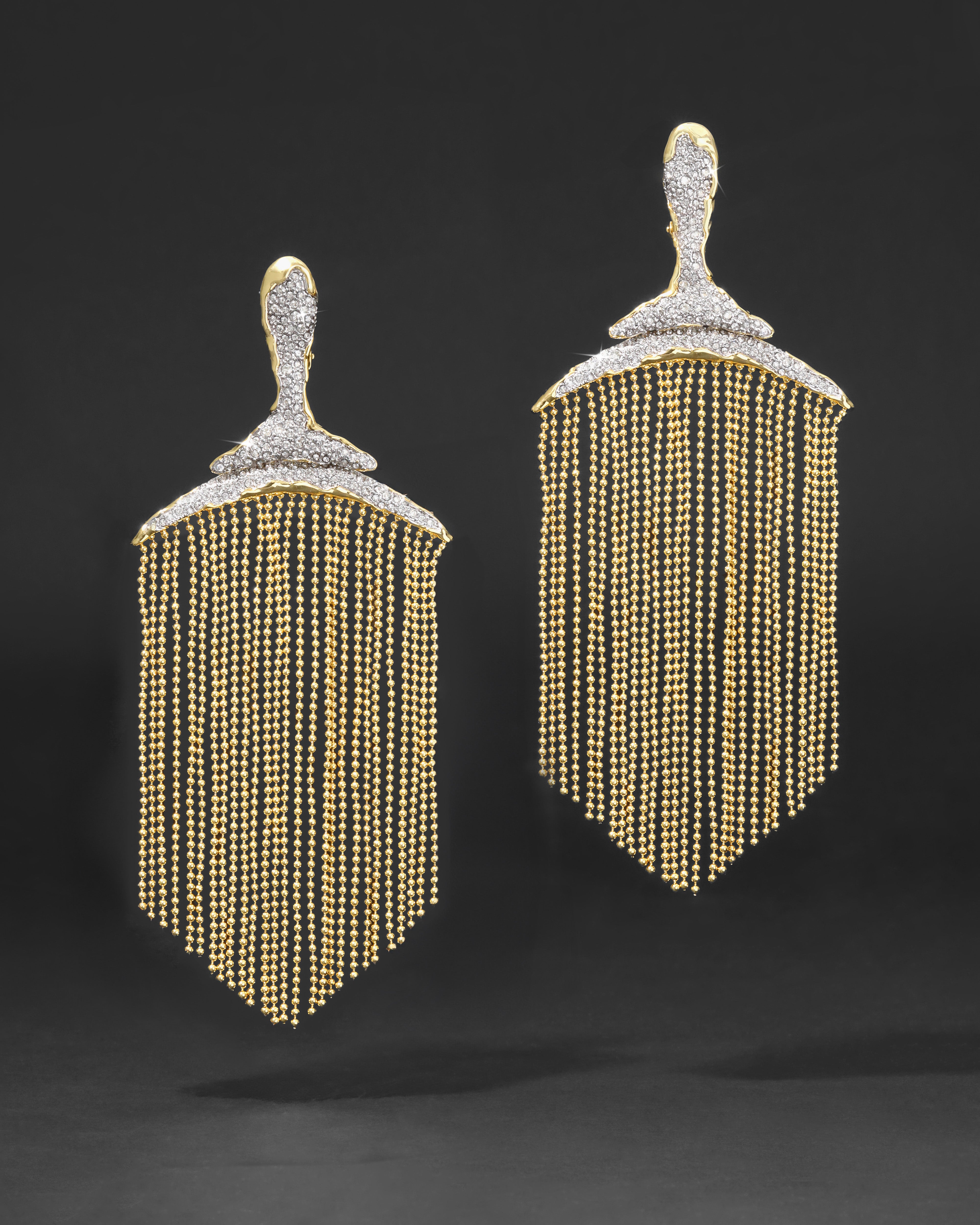 Solanales Crystal Large Fringe Chandelier Earring