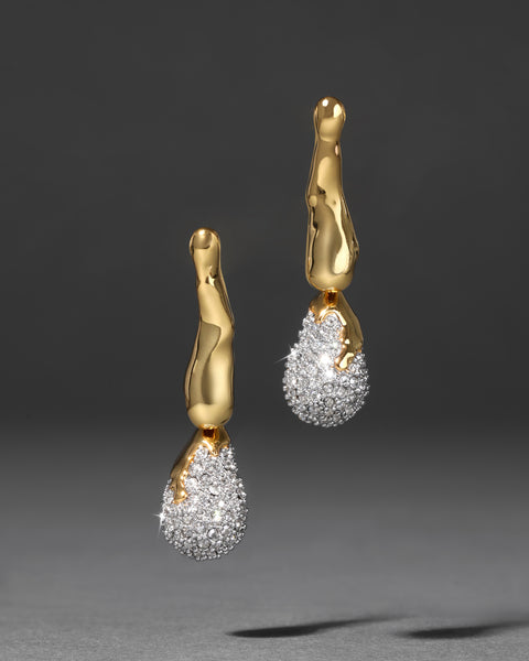 ☆TATIANA☆ Silver 925 Dewdrop Crystal Earrings EC3146 SolanalesGoldCrystalDewdropPos