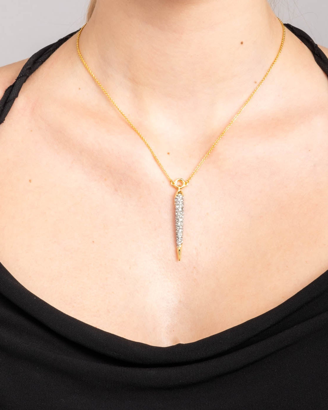 Solanales Gold Crystal Spear Necklace - Photo 2