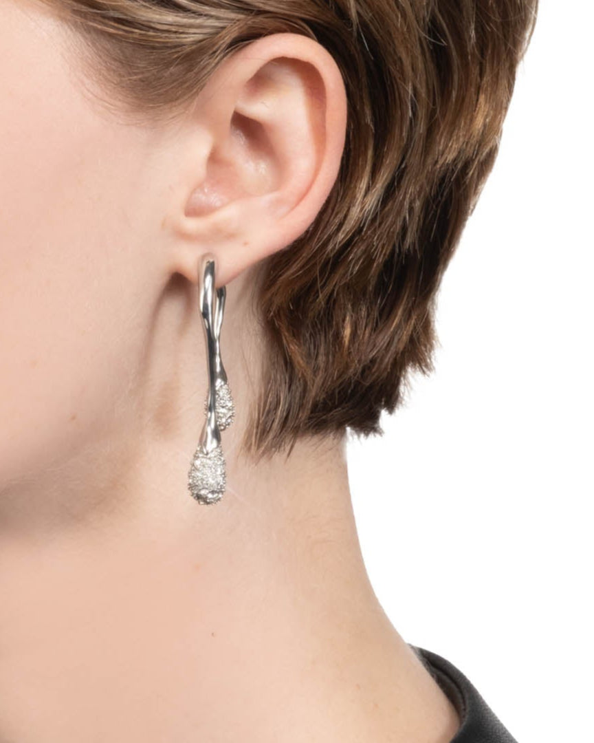 Solanales Crystal Front Back Double Drop Earring - Silver - Photo 2