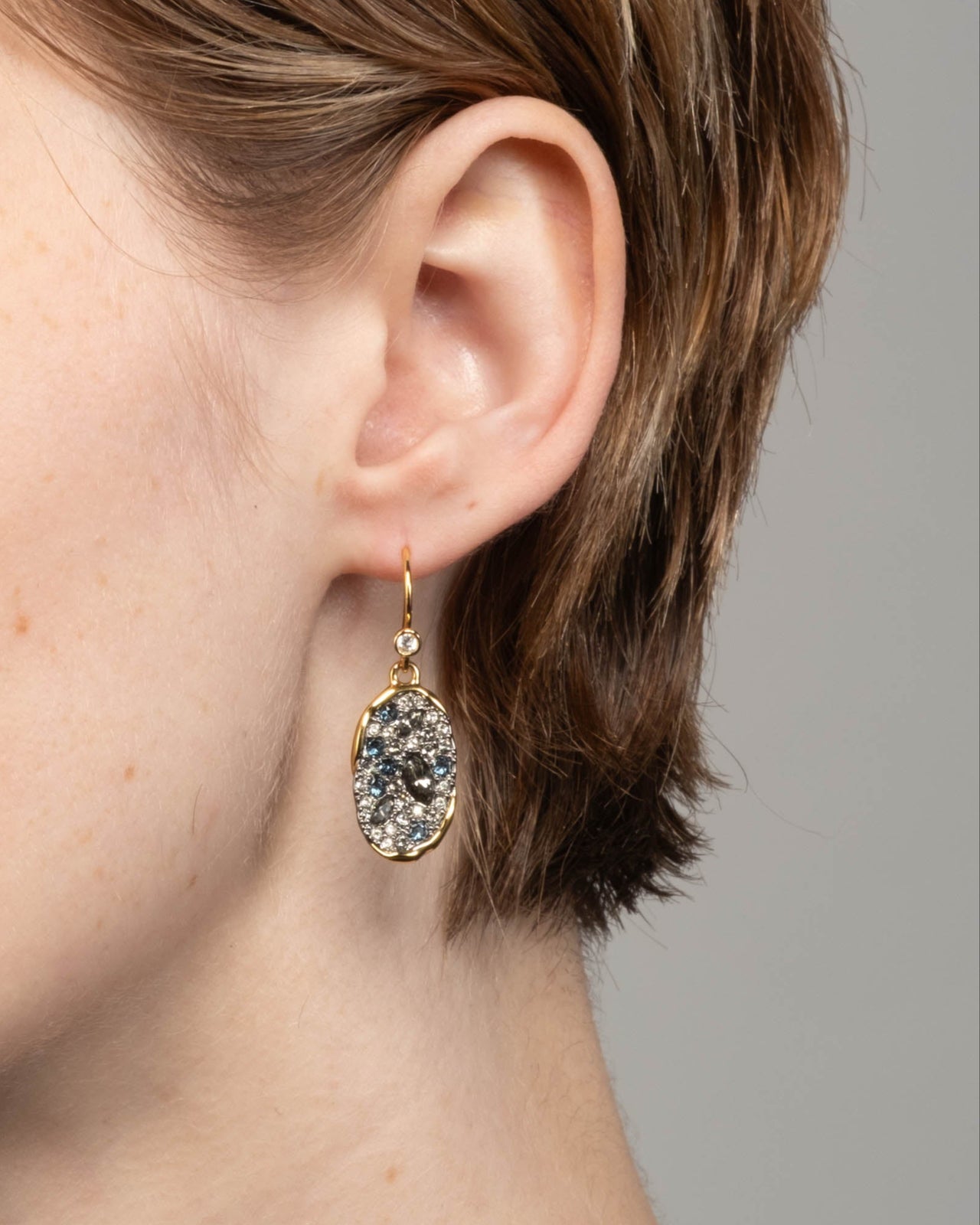 Solanales Crystal Oval Drop Earring - Midnight - Photo 2