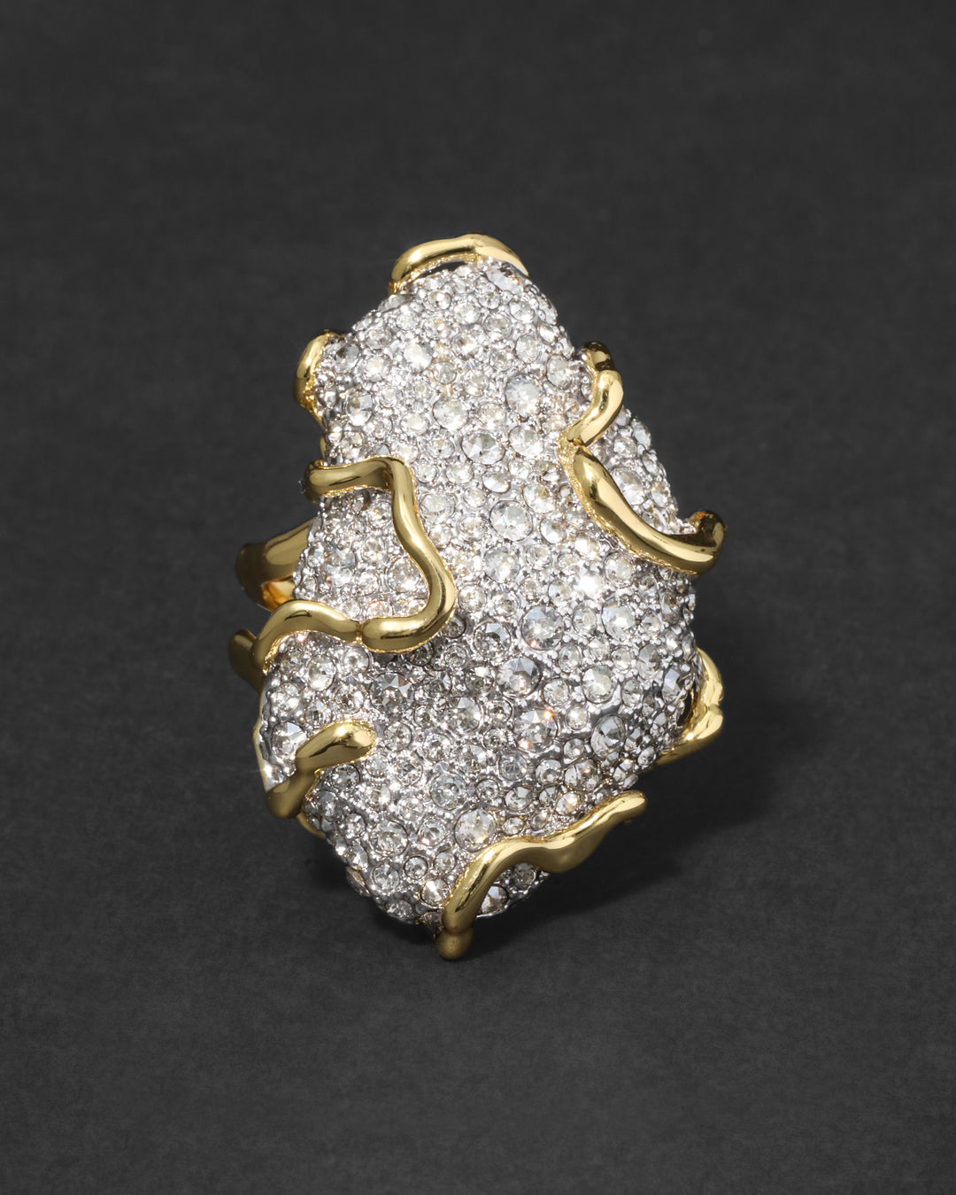 Solanales Large Crystal Pavé Geode Ring