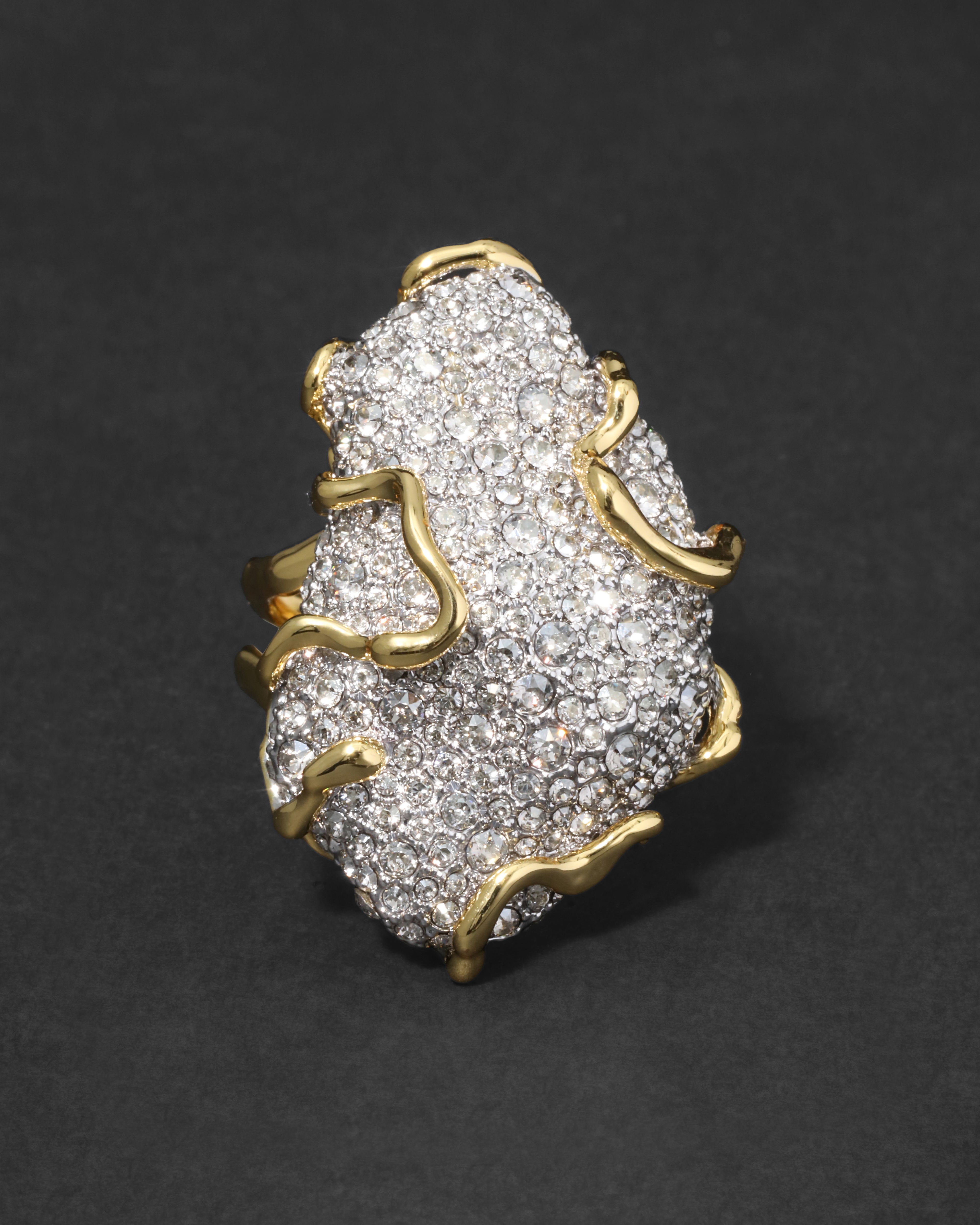 Solanales Large Crystal Pavé Geode Ring