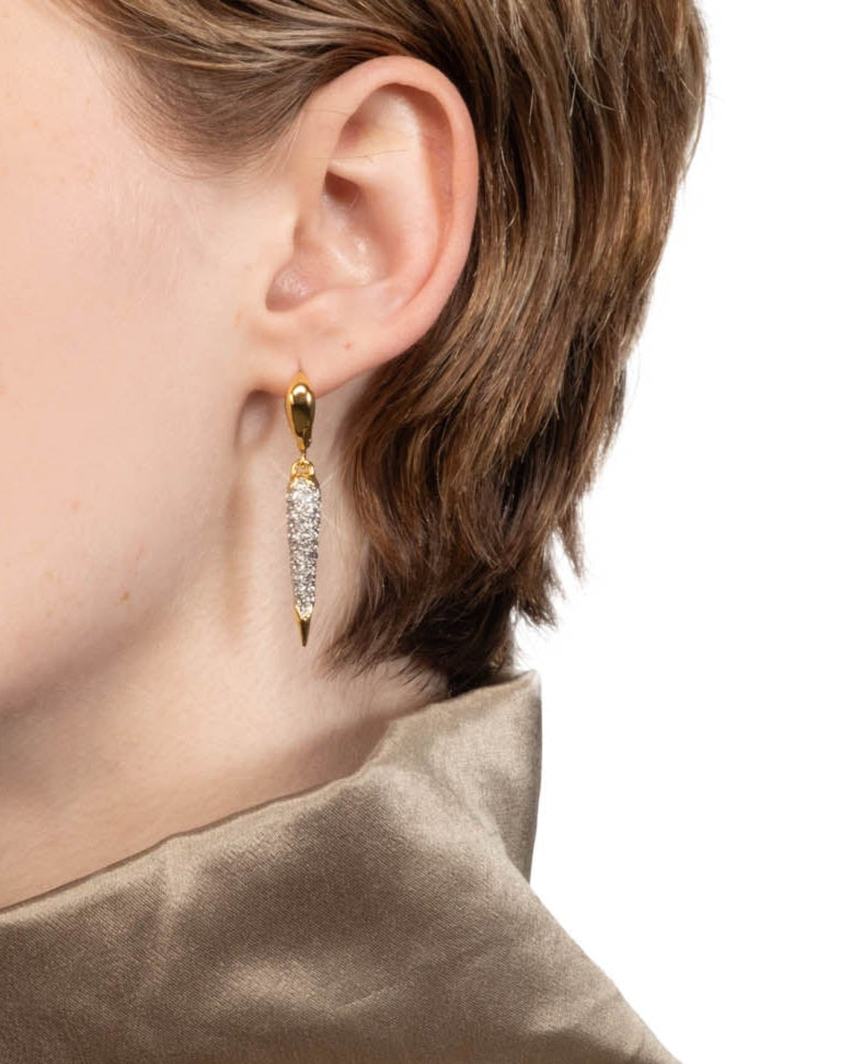 Solanales Gold Crystal Spear Leverback Earring - Photo 2