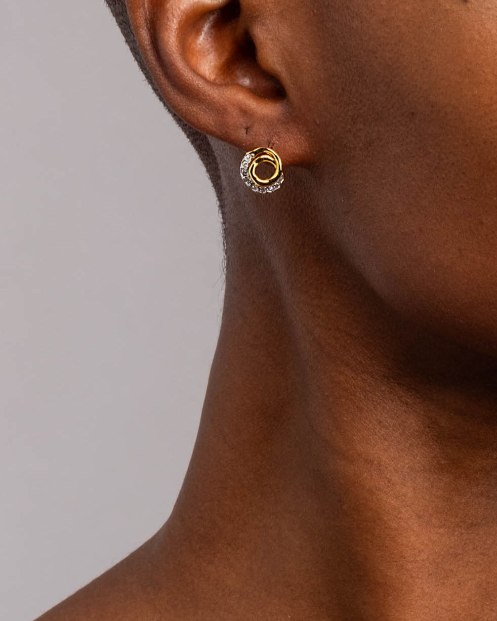 Solanales Gold Crystal Spiral Stud Earring - Photo 2