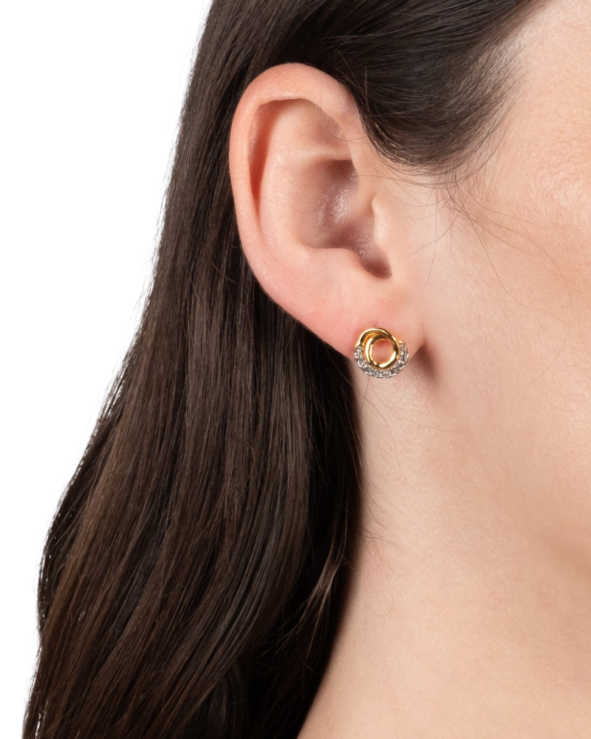 Solanales Gold Crystal Spiral Stud Earring - Photo 2