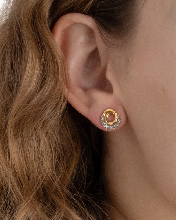 Solanales Gold Crystal Spiral Stud Earring - Photo 2