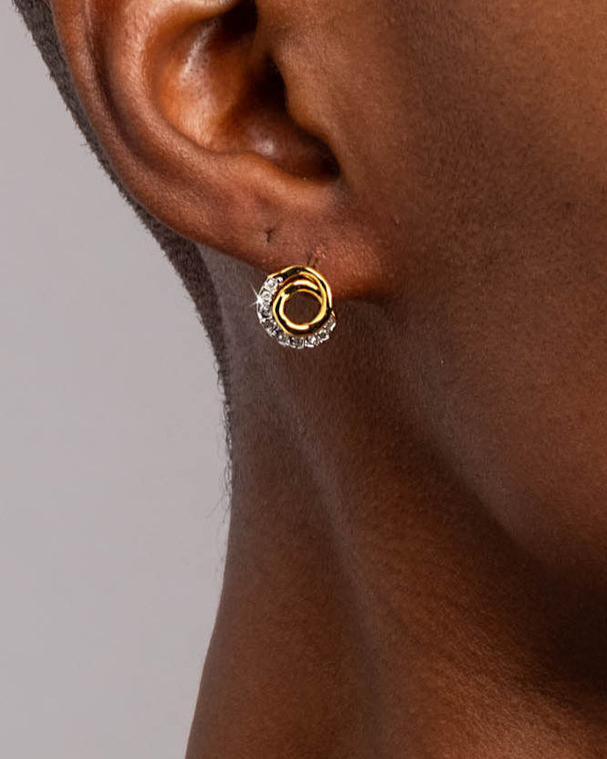 Solanales Gold Crystal Spiral Stud Earring - Photo 2