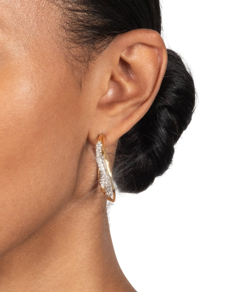 Solanales Gold Crystal Twist Hoop Earring - Photo 2