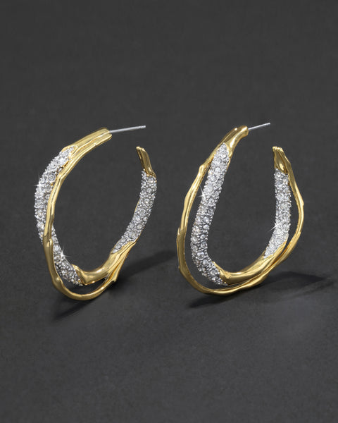 Solanales Gold Crystal Twist Hoop Earrings | Alexis Bittar