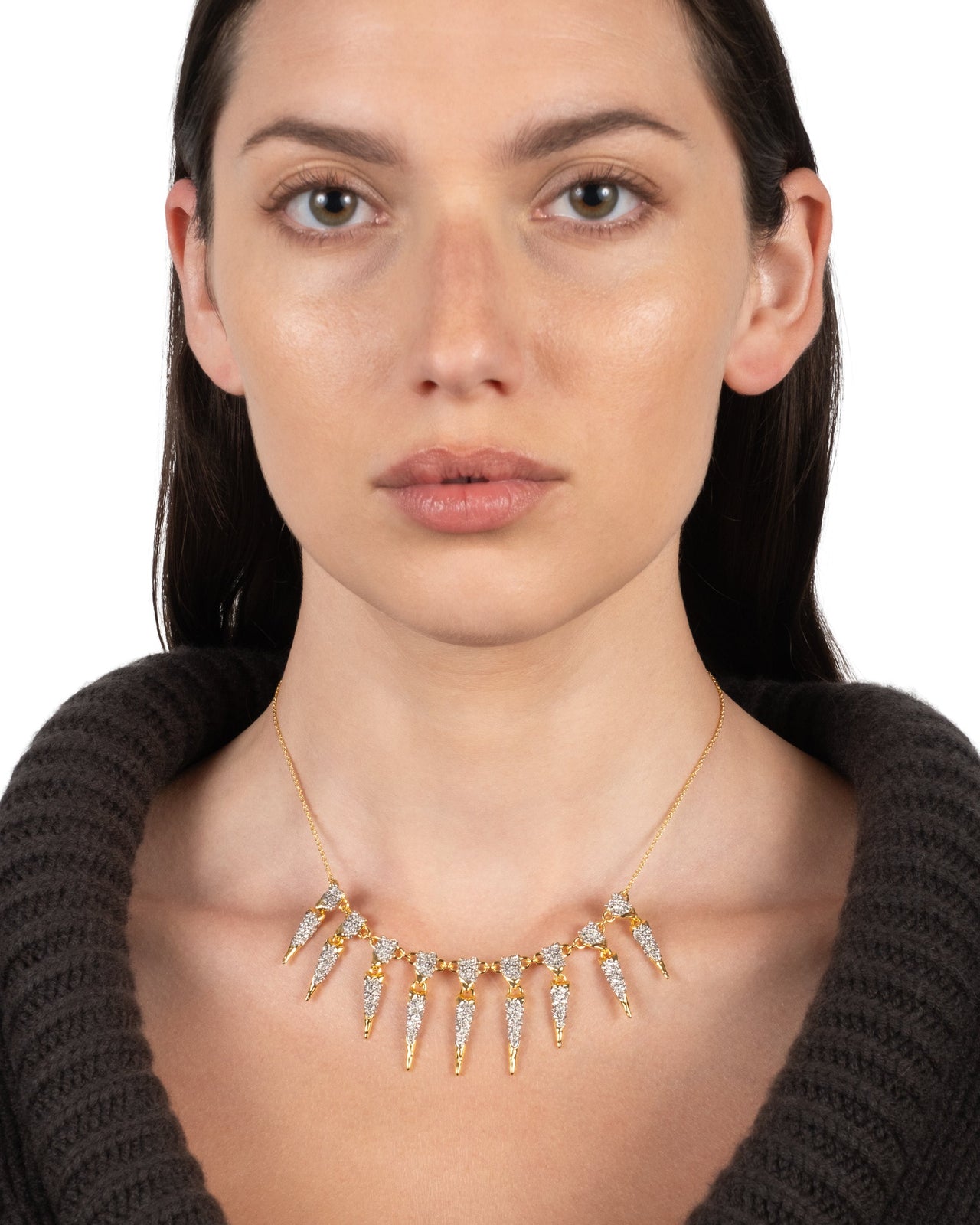 Solanales Crystal Spear Fringe Necklace - Photo 2