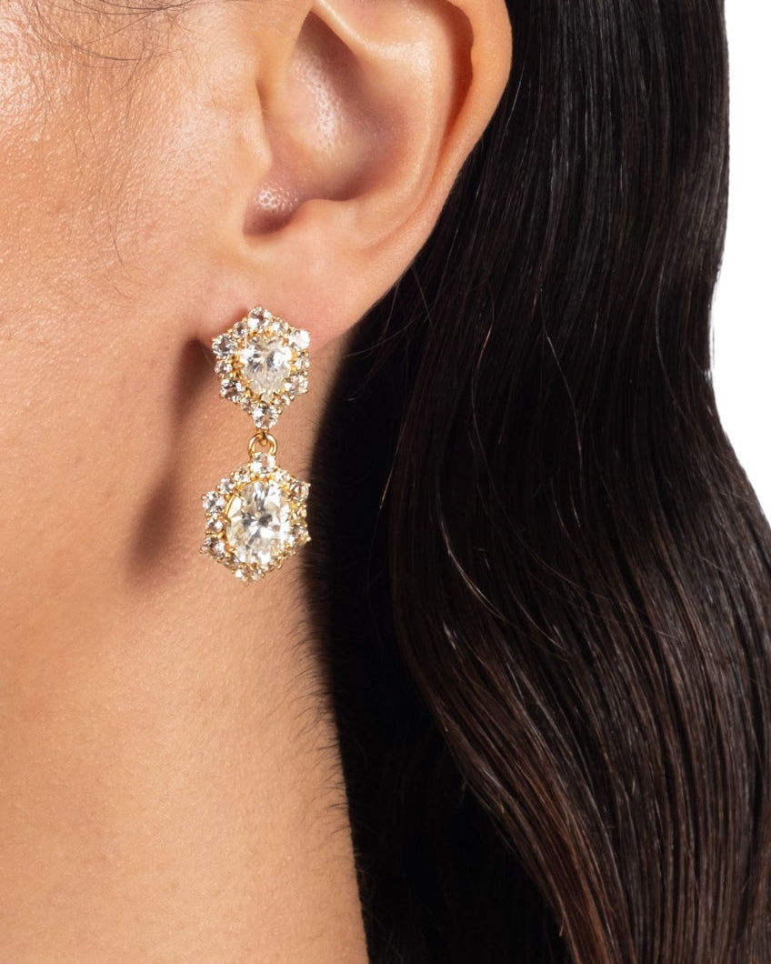 Solaris Vermeil Double Drop Earring- White Moissanite + White Topaz - Photo 2