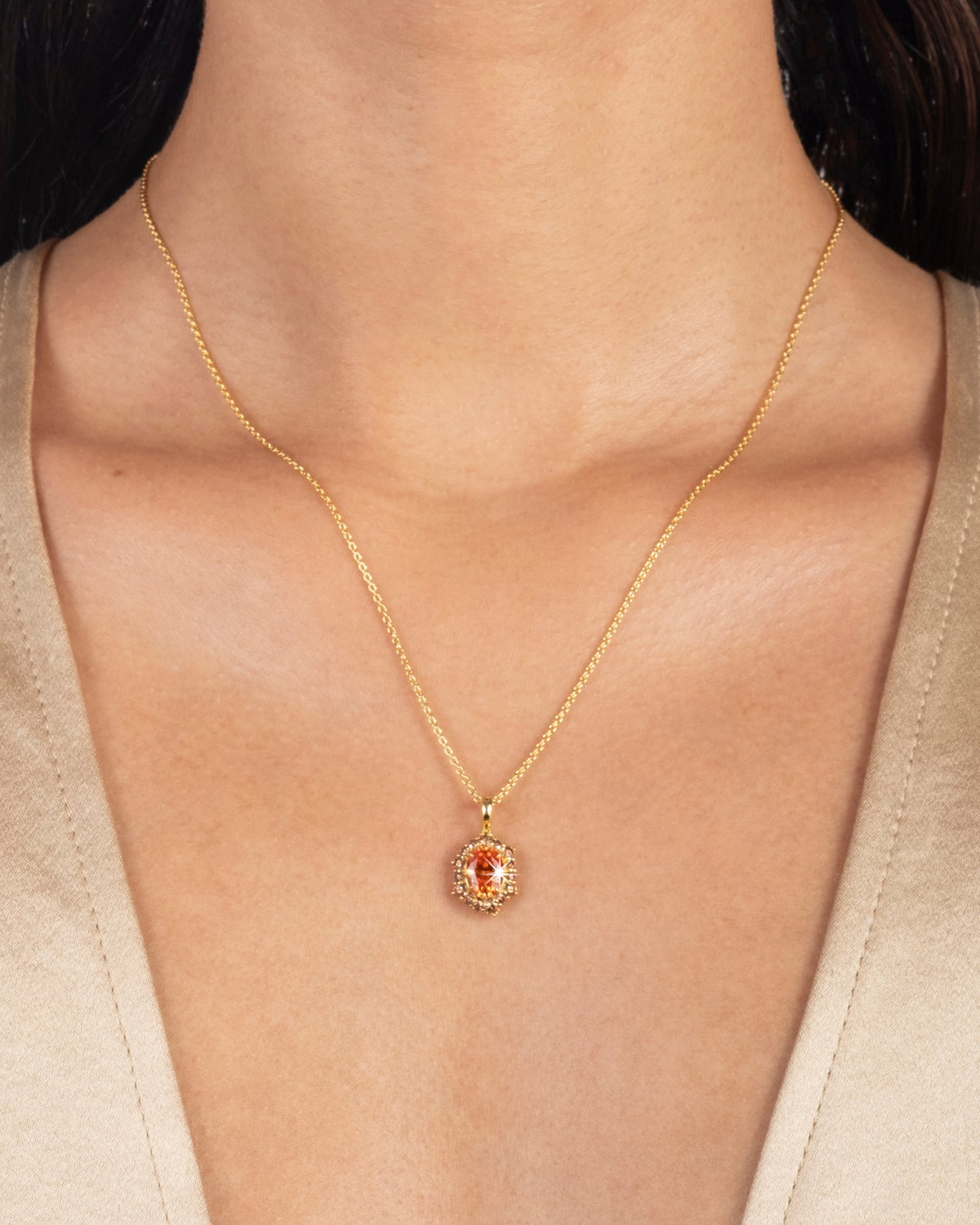 Solaris Vermeil Drop Necklace- Morganite + Smoky Moissanite - Photo 2