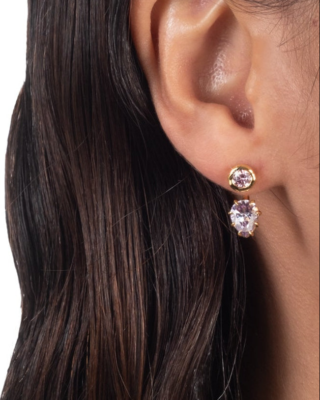 Solaris Vermeil Front Back Earring- Amethyst + Lotus Moissanite - Photo 2
