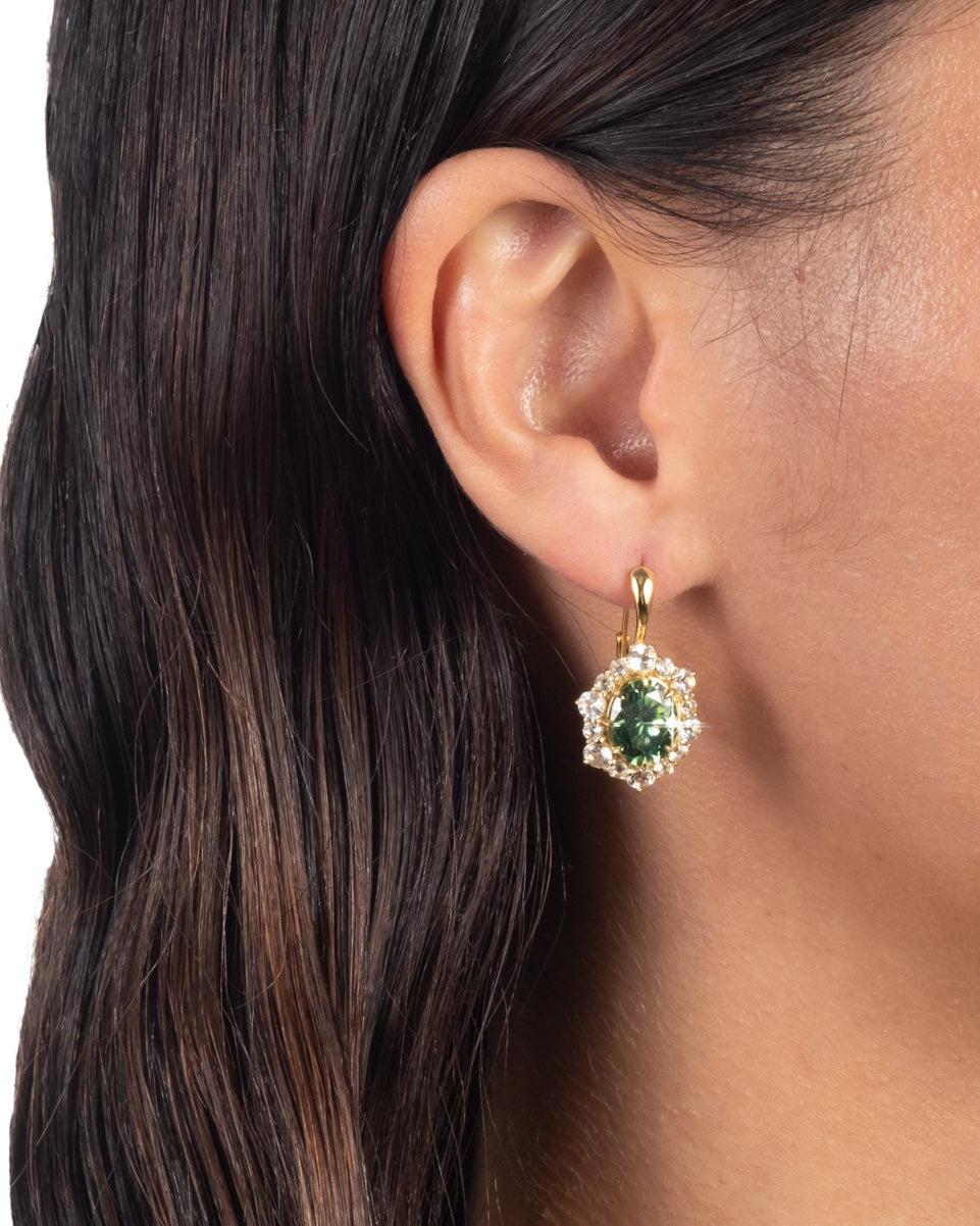 Solaris Vermeil Leverback Earring- Emerald Moissanite + White Topaz - Photo 2