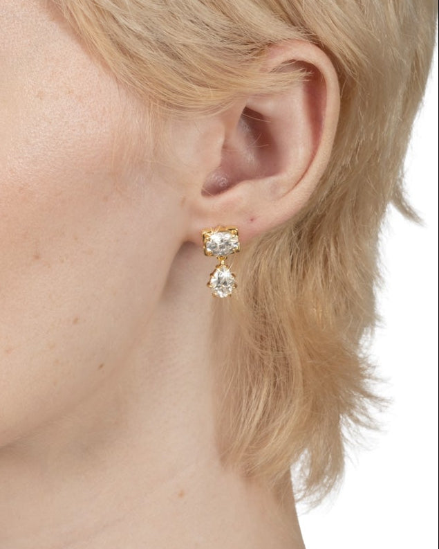 Solaris Vermeil Pear Drop Earring- White Moissanite - Photo 2