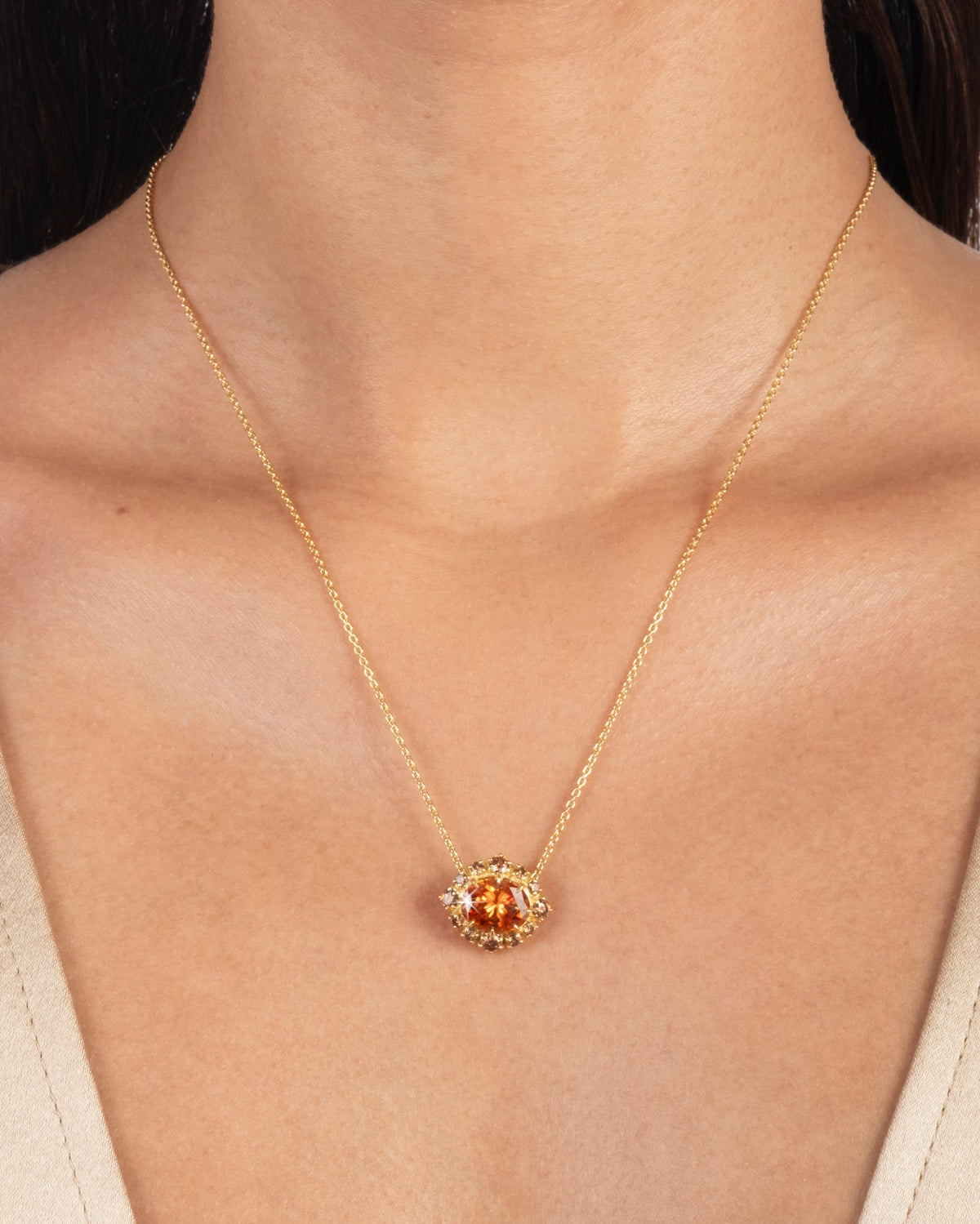 Solaris Vermeil Pendant Necklace- Morganite + Smoky Moissanite - Photo 2