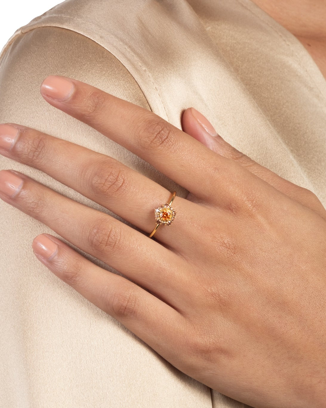 Solaris Vermeil Petite Halo Ring- Morganite + Smoky Moissanite - Photo 2