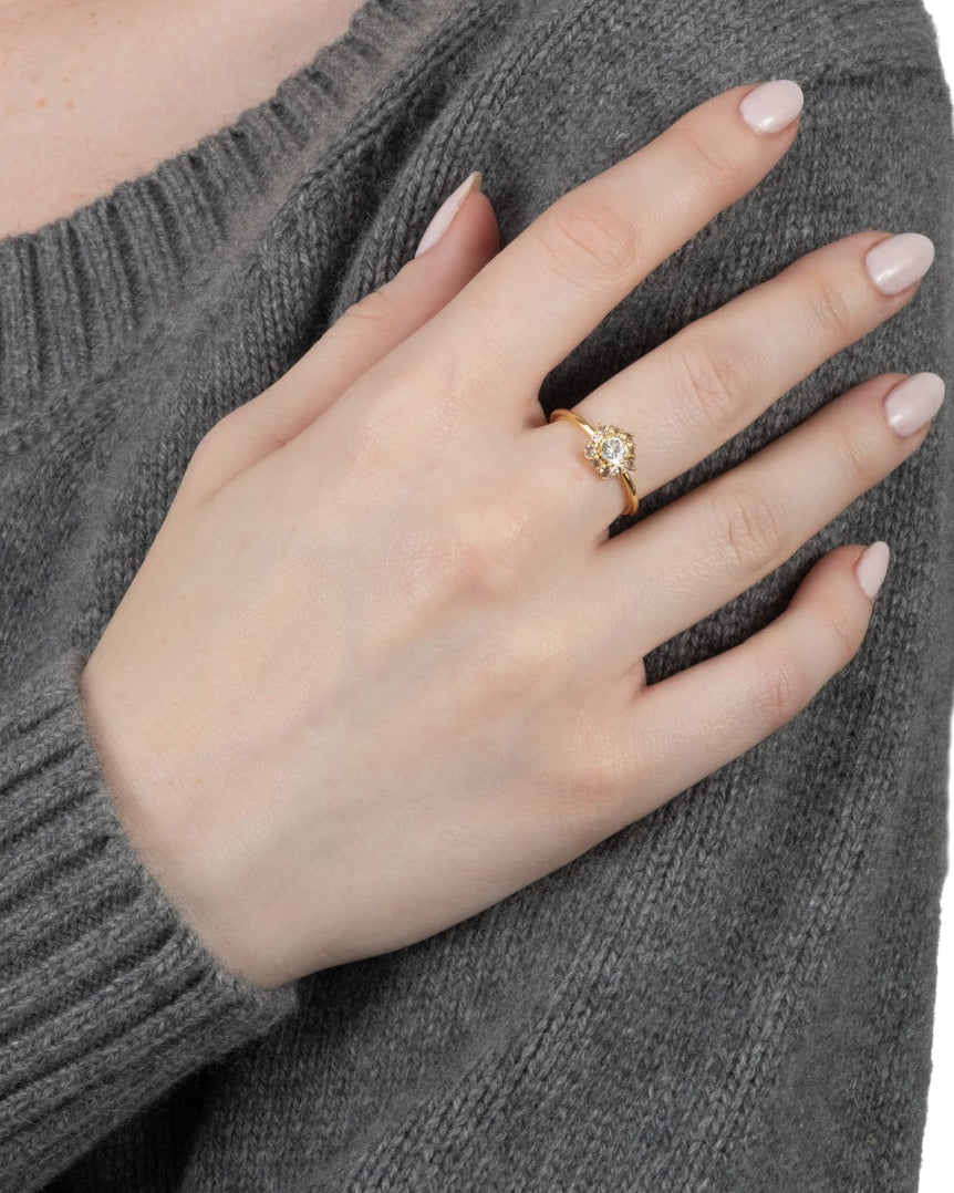 Solaris Vermeil Petite Halo Ring- White Moissanite + White Topaz - Photo 2