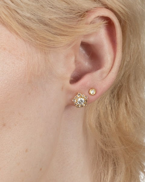 Solaris Vermeil Post Earring- White Moissanite + White Topaz - Photo 2