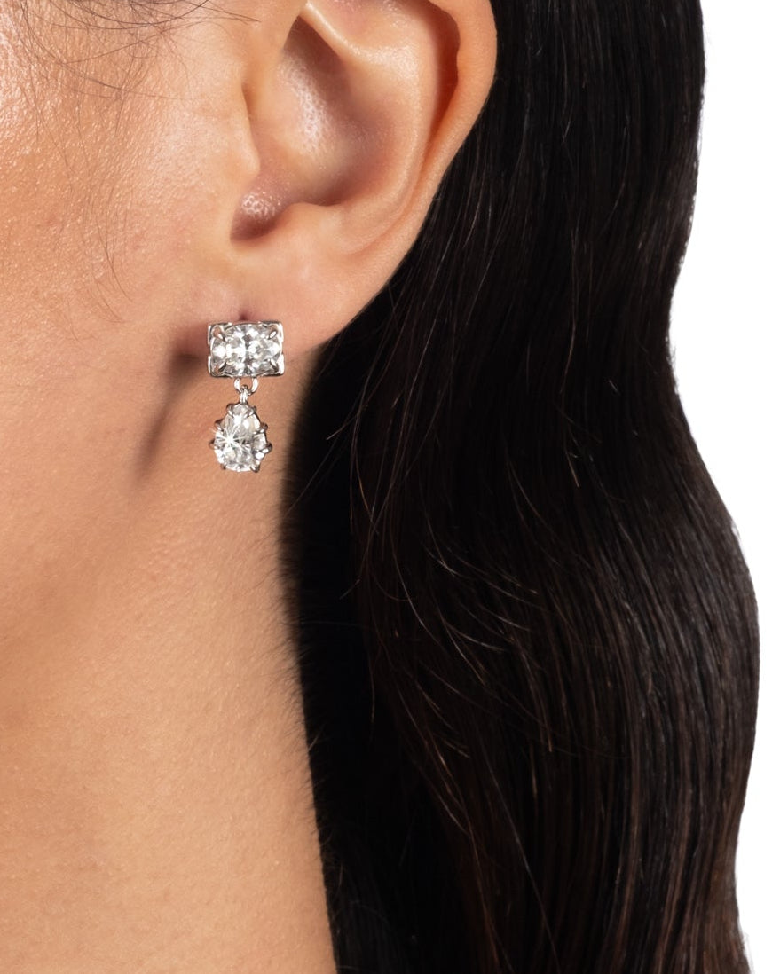 Solaris Sterling Pear Drop Earring- White Moissanite - Photo 2