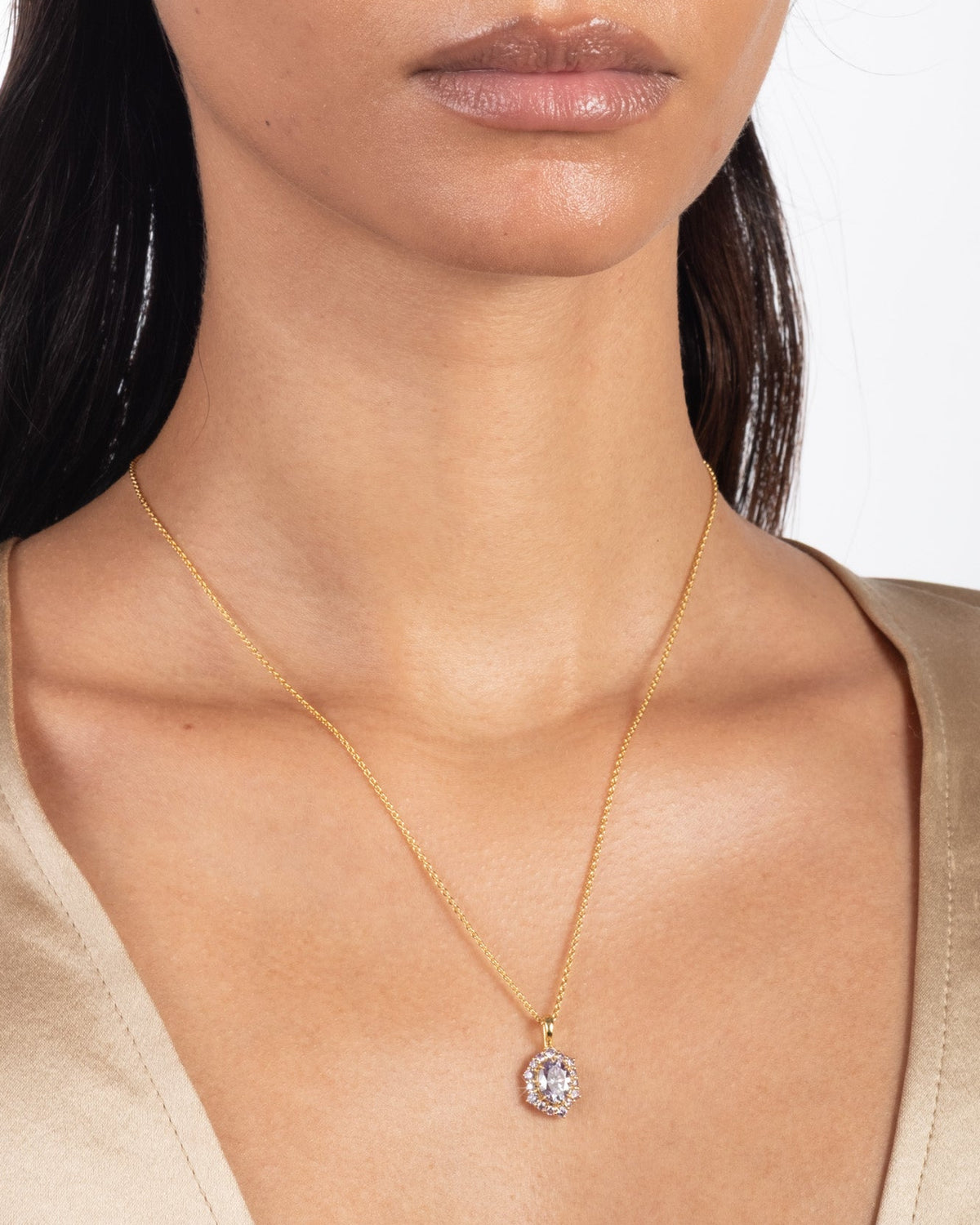 Solaris Vermeil Drop Necklace-Amethyst + Light Amethyst Moissanite - Photo 2