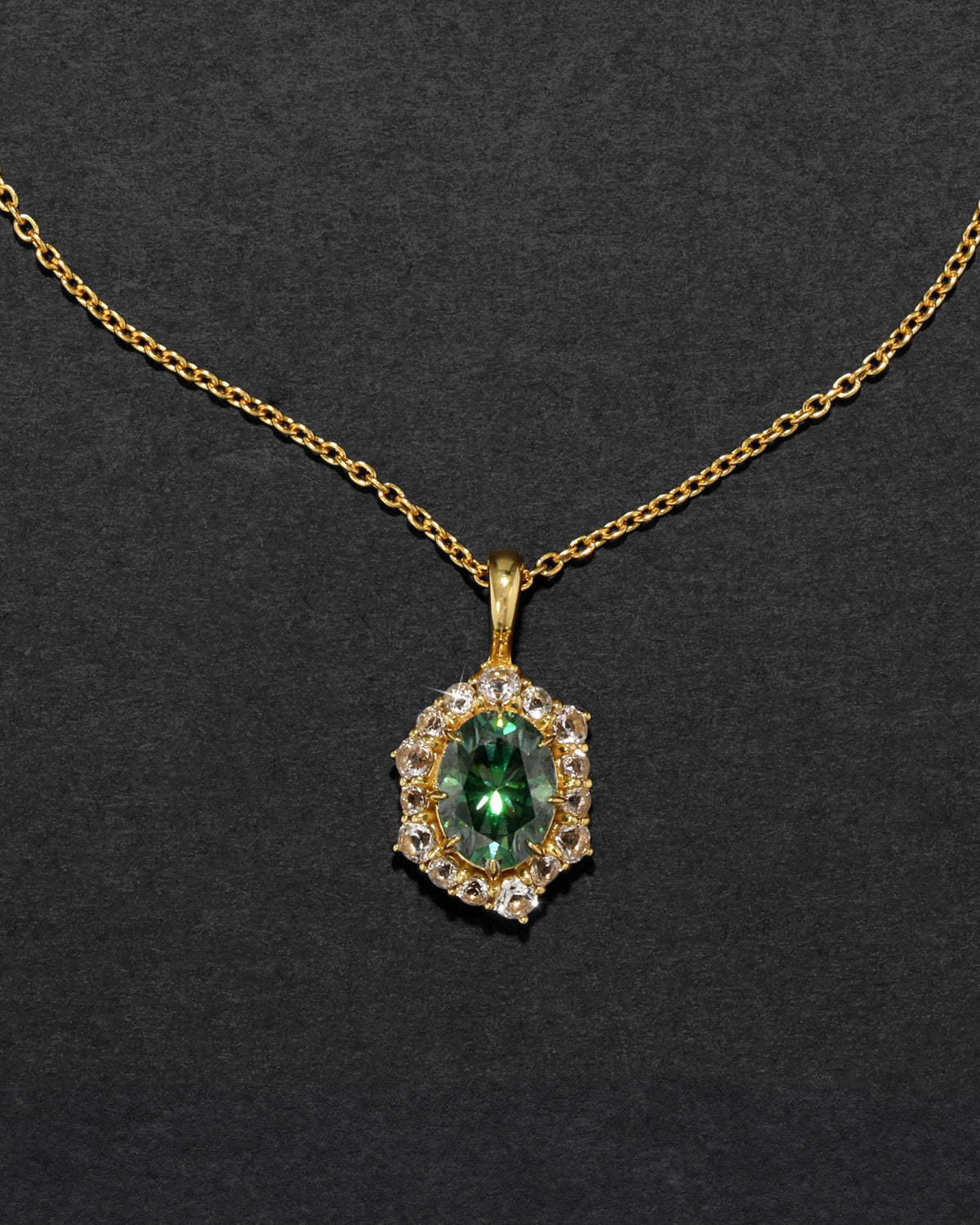 Solaris Vermeil Drop Necklace- Emerald Moissanite + White Topaz - Photo 2