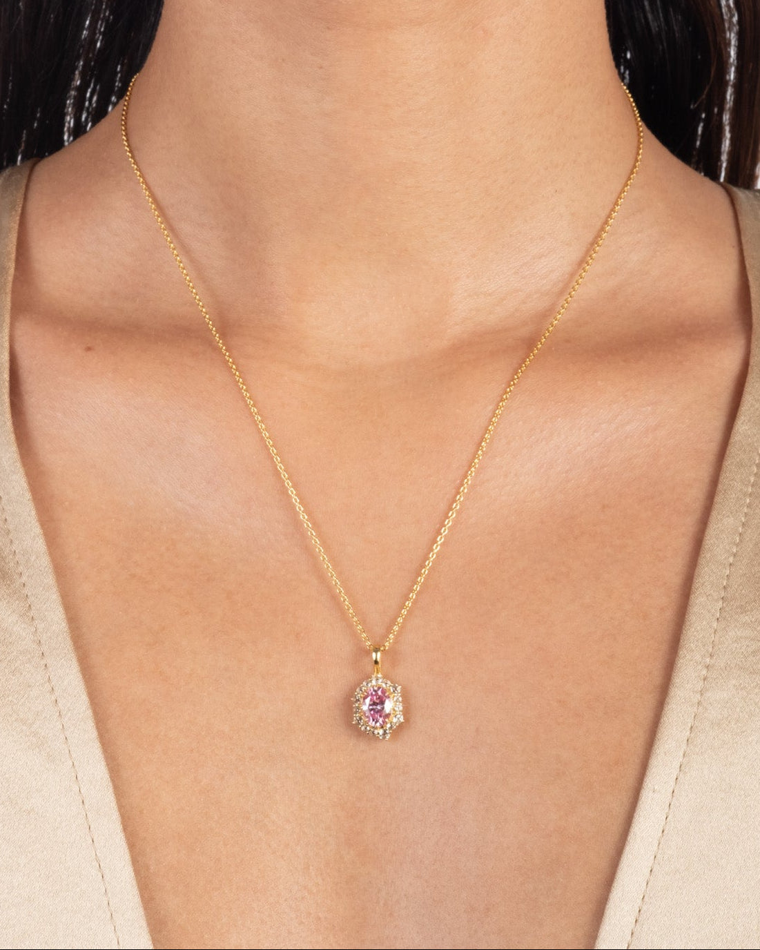 Solaris Vermeil Drop Necklace- Lotus Moissanite + White Topaz - Photo 2