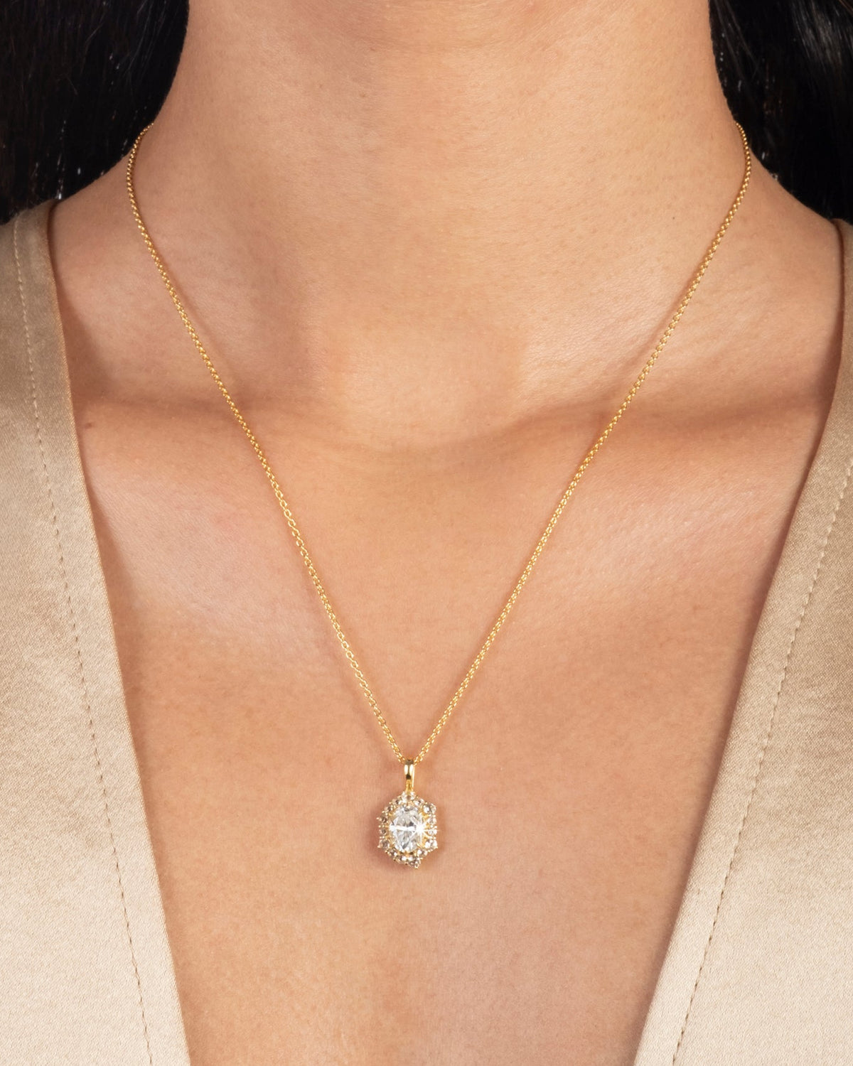 Solaris Vermeil Drop Necklace- White Moissanite + White Topaz - Photo 2
