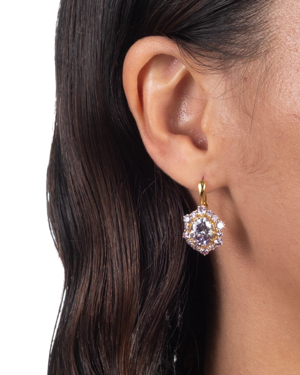 Solaris Vermeil Leverback Earring- Amethyst + Light Amethyst Moissanite - Photo 2