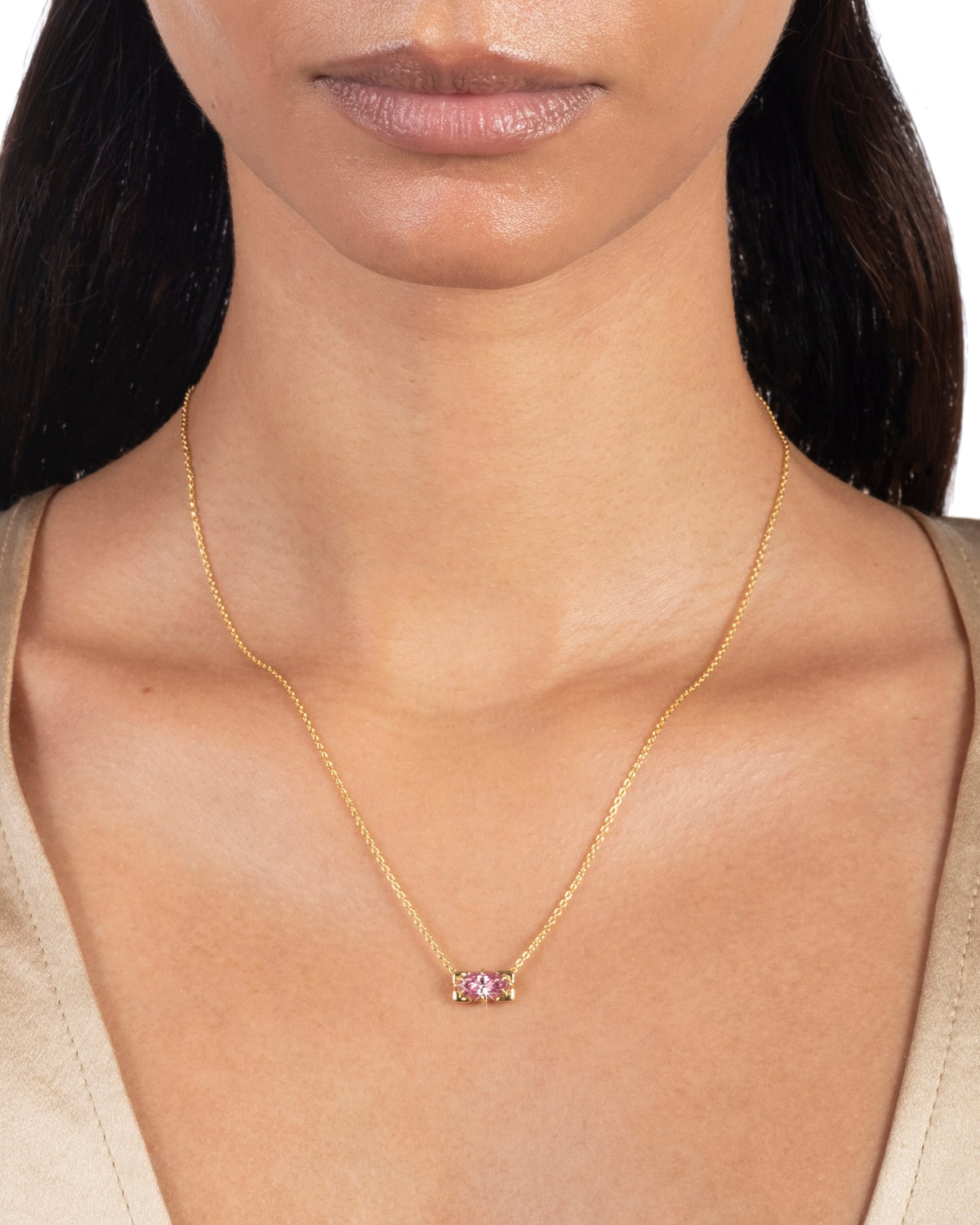 Solaris Vermeil Navette Pendant Necklace- Lotus Moissanite - Photo 2