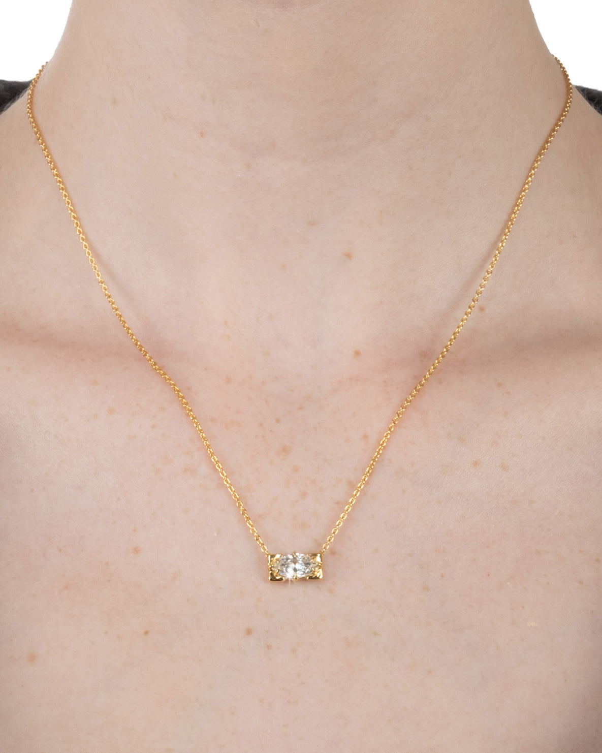 Solaris Vermeil Navette Pendant Necklace- White Moissanite - Photo 2