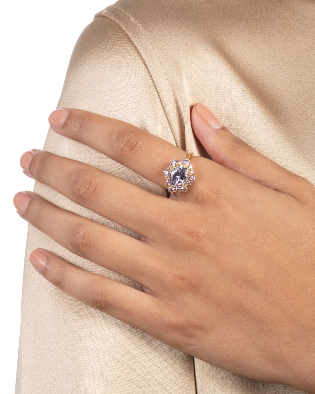 Solaris Vermeil Oval Halo Ring- Amethyst + Light Amethyst Moissanite - Photo 2