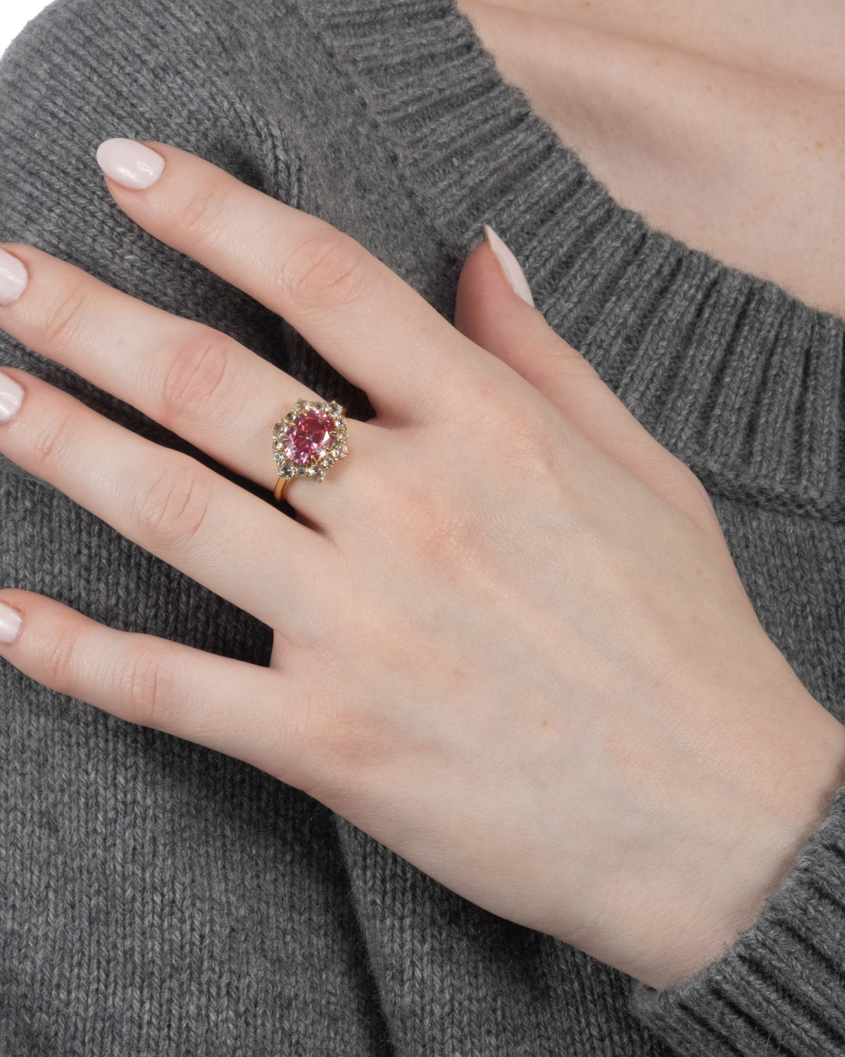 Solaris Vermeil Oval Halo Ring- Lotus Moissanite + White Topaz - Photo 2